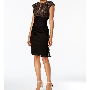 Betsy & Adam Black Lace Midi Dress